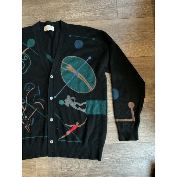 Unique MCM VTG 100% Cashmere Sweater Cardigan Olympic Abstract Design Size XL - Picture 3 of 12